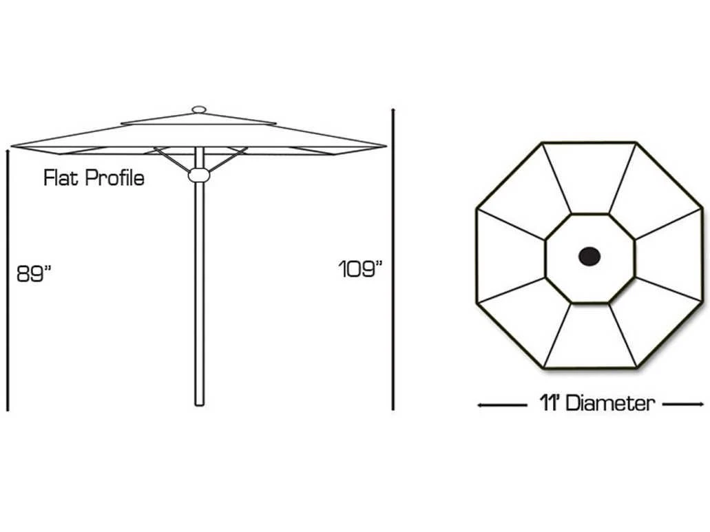 Galtech Quick Ship Commercial 11 Foot Silver Pulley Lift Umbrella - Image 6