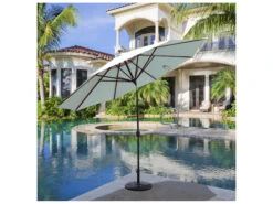 Galtech Quick Ship Aluminum 11 Foot Octagon Auto Tilt Crank Lift Umbrella