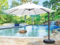 Galtech Quick Ship Cantilever Aluminum 11 Foot Octagon Easy Lift Offset Umbrella