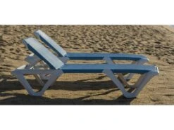 Grosfillex Nautical Pro Sling Resin White Lounge Set In Blue