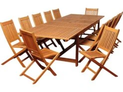 International Home Miami Amazonia Eucalyptus Rectangular 13 Piece Extendable Barrett Dining Set