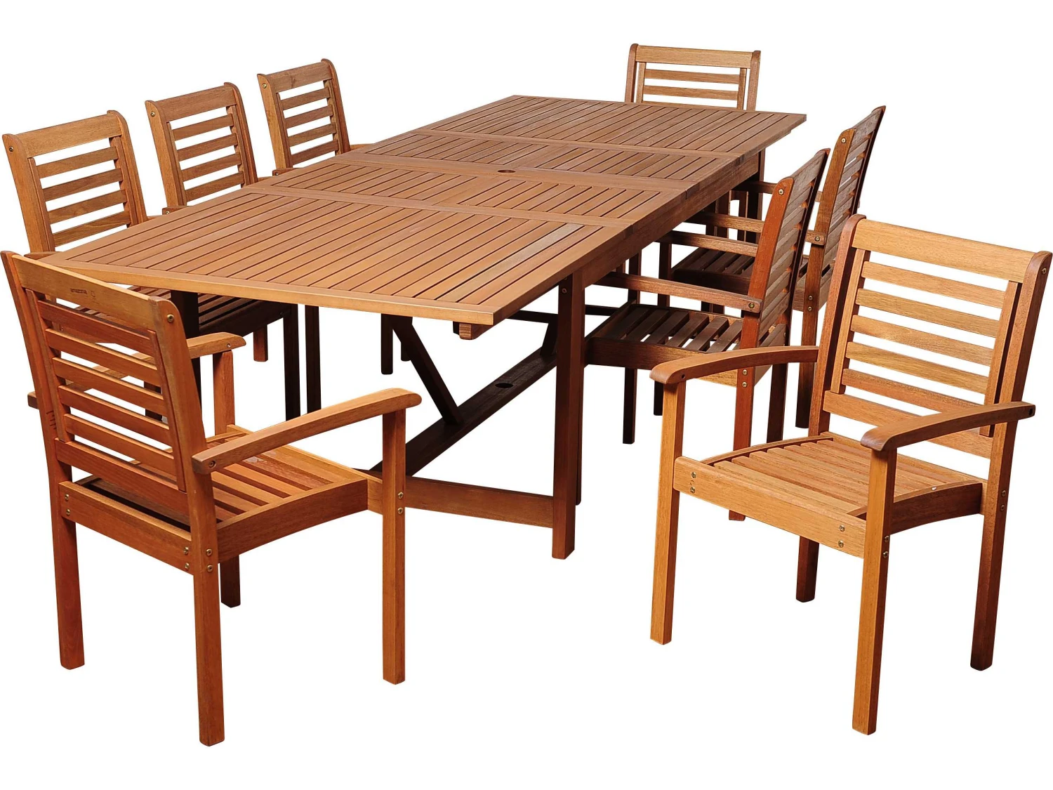International Home Miami Amazonia Eucalyptus Rectangular Nine Piece Extendable Brooks Dining Set