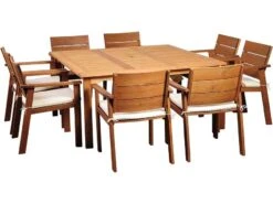 International Home Miami Amazonia Eucalyptus Square Nine Piece Nelson Dining Set