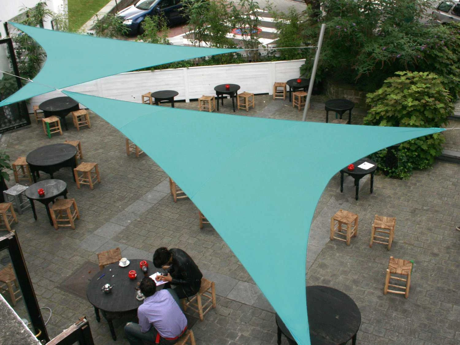 Luxury Umbrellas Ingenua 13 Foot Triangular Anodized Aluminum Shade Sail Patio Umbrella - Image 10