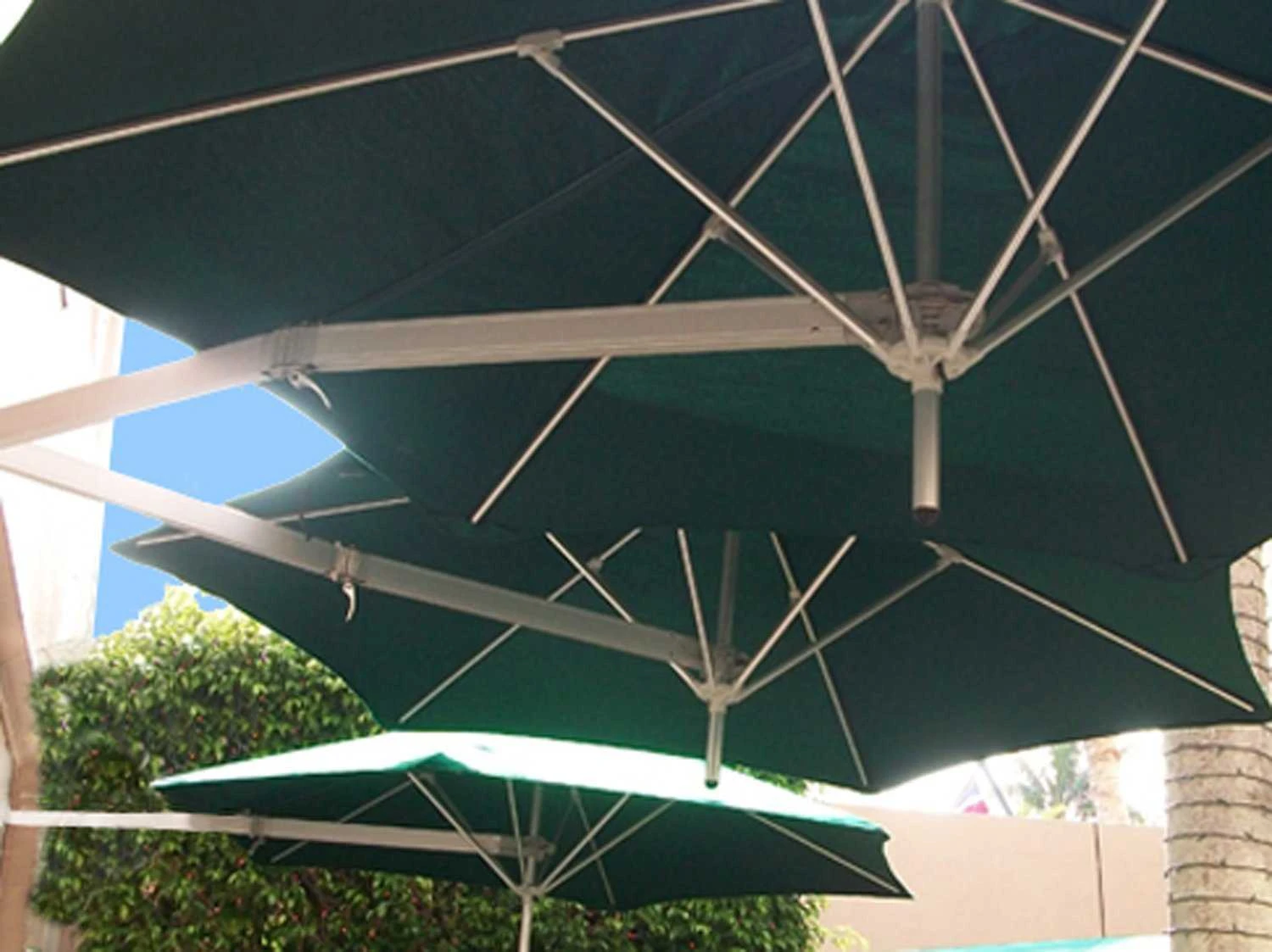 Luxury Umbrellas Paraflex Duo Wallflex 9 Foot Push Lift Tilt Patio Wall Mount Umbrella Set Of 2 - Image 2