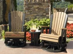 LuxCraft Recycled Plastic Swivel Adirondack Poly Glider Lounge Set