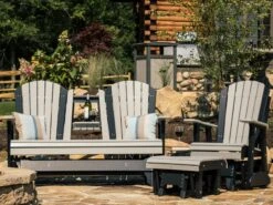 LuxCraft Recycled Plastic Adirondack Poly Glider Lounge Set
