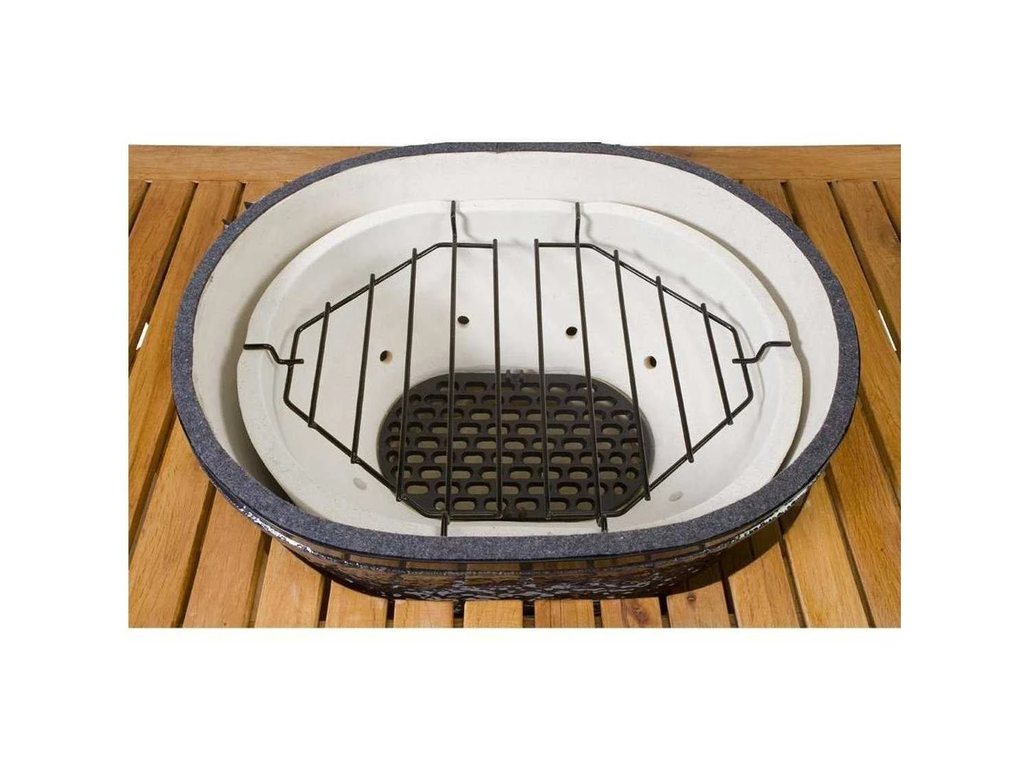 Primo Two Piece Drip Pan / Heat Deflector Racks For Oval Junior Series Grill - Image 6