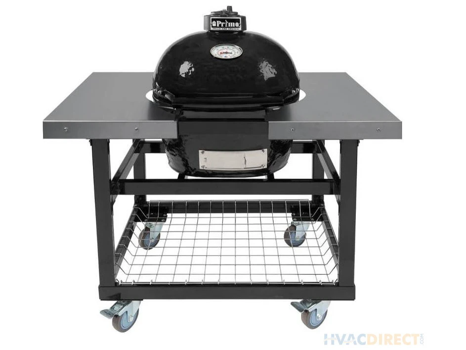 Primo Ceramic Oval Junior Charcoal Grill Smoker With Stainless Steel Grates - Image 2