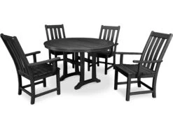 POLYWOOD® Vineyard Recycled Plastic 5 Piece Nautical Trestle Dining Set