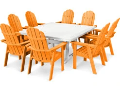 POLYWOODĀ® Vineyard Adirondack 9-Piece Nautical Trestle Dining Set