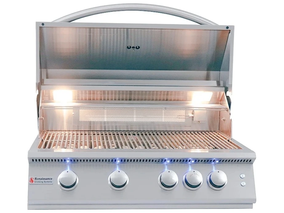 RCS Premier Series 32 Inch 4-Burner Built-In Propane Gas Grill With Rear Infrared Burner & Grill Lights - Image 3