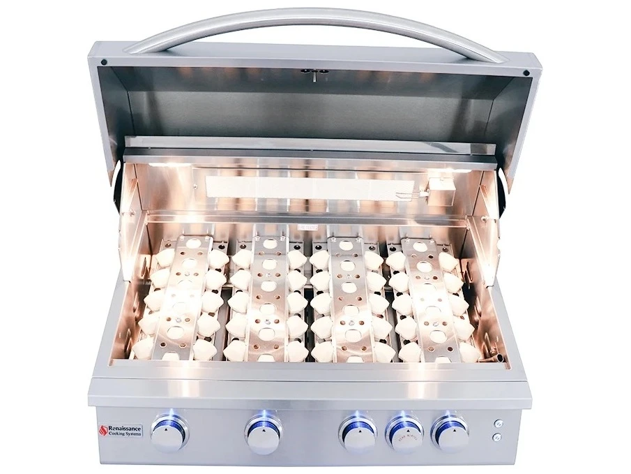 RCS Premier Series 32 Inch 4-Burner Built-In Propane Gas Grill With Rear Infrared Burner & Grill Lights - Image 6