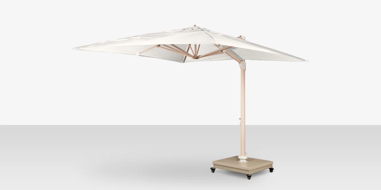 Source Outdoor Furniture The Grand Cantilever Wood Grain 10' Foot Square Umbrella With Sandalwood Base