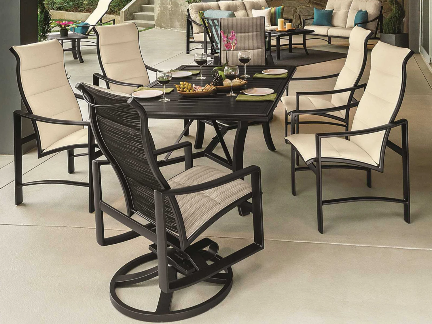 Tropitone Kenzo Padded Sling Aluminum Dining Set