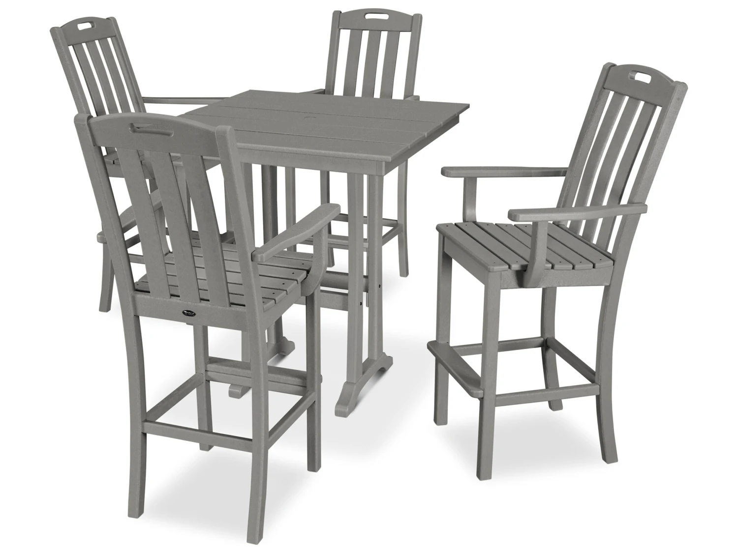 Trex® Outdoor Furniture™ Yacht Club Recycled Plastic 5 Piece Farmhouse Trestle Bar Set - Image 5