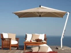 Woodline Shade Solutions Picollo Aluminum Cantilever 9.8' Square Crank Lift Umbrella