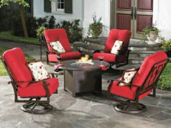 Woodard Cortland Cushion Aluminum Fire Pit Lounge Set